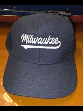 Milwaukee Black Adjustable Strap Back Baseball Cap Hat Like new condition